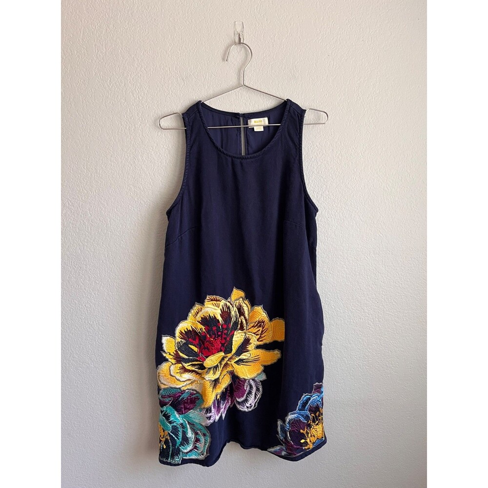 Maeve Anthropologie Poise Shift Dress in Navy Size LARGE